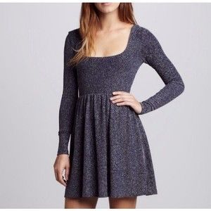 Free People Women's Dress Shimmering disco tinsel mini Navy Blue silver Small